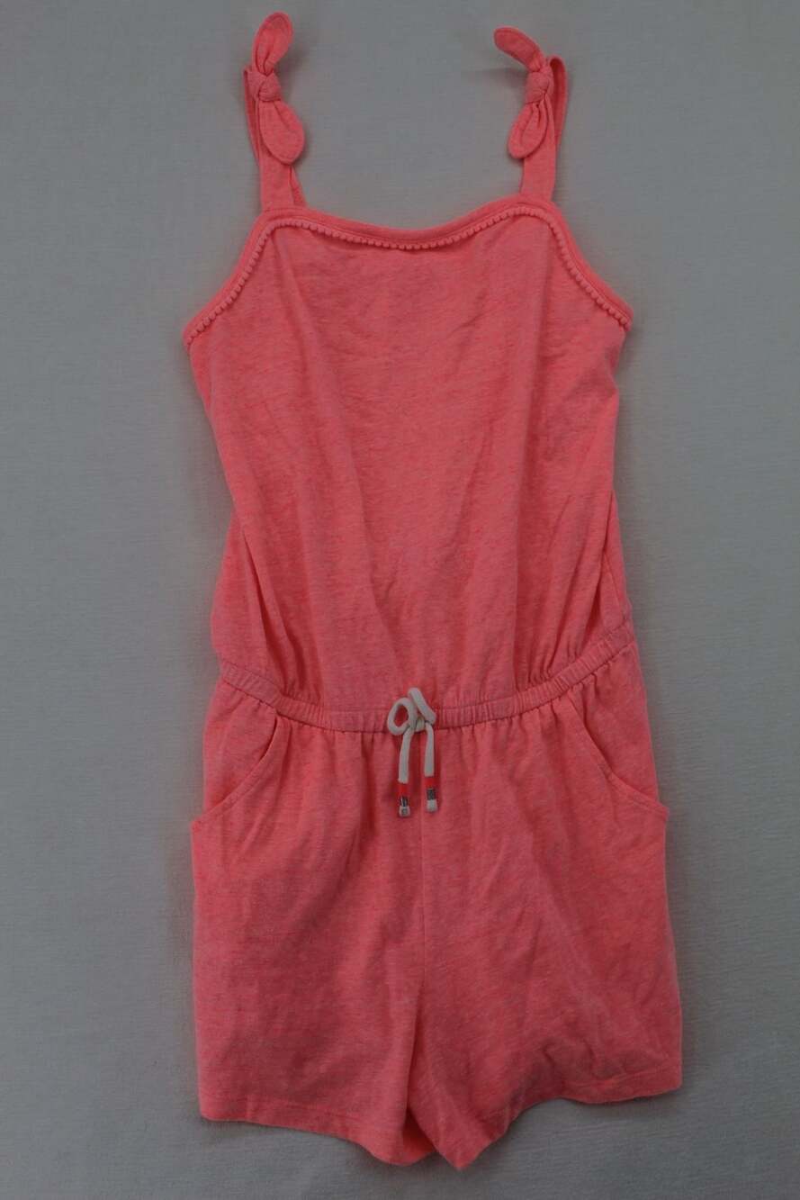 Cat & Jack Romper Size L 10/12 Pink Sleeveless Drawstring Pockets